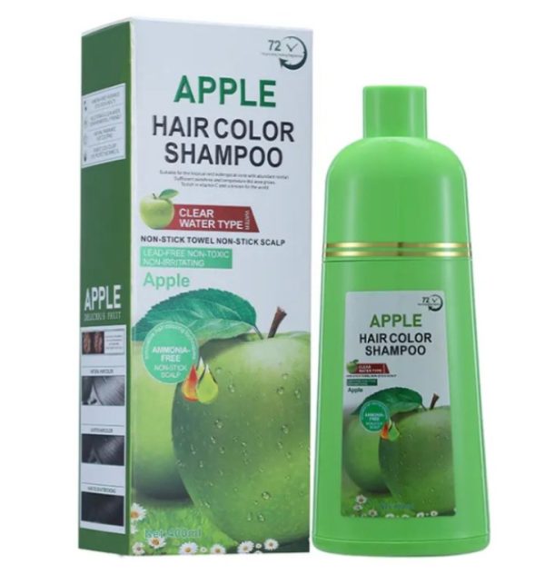 Apple Hair Color Shampoo – 400ml | Instant Black Hair Dye | Covers Grey Hair Naturally