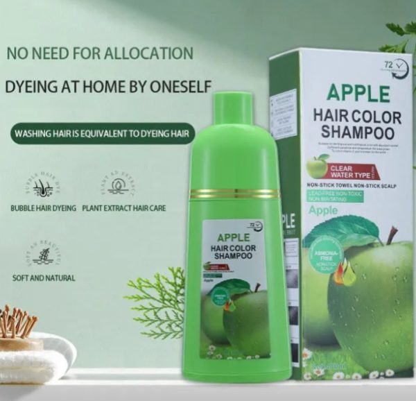 Apple Hair Color Shampoo – 400ml | Instant Black Hair Dye | Covers Grey Hair Naturally - Image 2