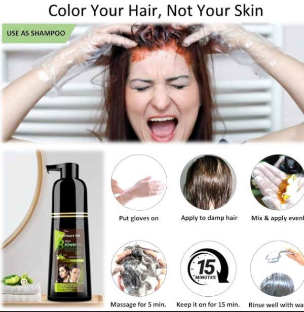 Natural Black and Brown Hair Color Dye Shampoo – Men & Women | 200ml - Image 3