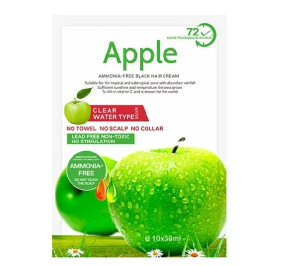New Imported Apple Hair Color 72H Natural Black Ammonia Free – 30ml Each (Pack of 10) - Image 2