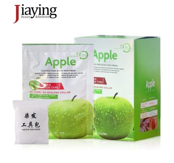 New Imported Apple Hair Color 72H Natural Black Ammonia Free – 30ml Each (Pack of 10)