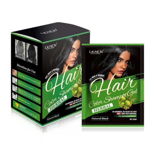 Lichen Hair Color Gel – Natural Black Sachets with Argan Oil | 250ml (10 × 25ml)