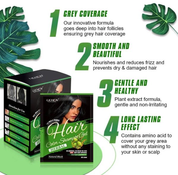 Lichen Hair Color Gel – Natural Black Sachets with Argan Oil | 250ml (10 × 25ml) - Image 3