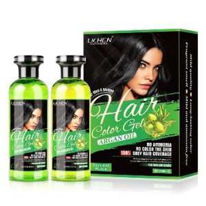 Lichen Hair Color Gel – Natural Black with Argan Oil | 500ml (2 × 250ml)