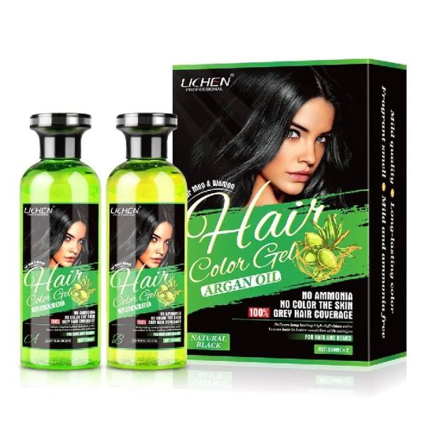 Lichen Hair Color Gel – Natural Black with Argan Oil | 500ml (2 × 250ml)