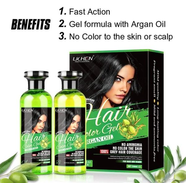 Lichen Hair Color Gel – Natural Brown with Argan Oil | 500ml (2 × 250ml) - Image 2