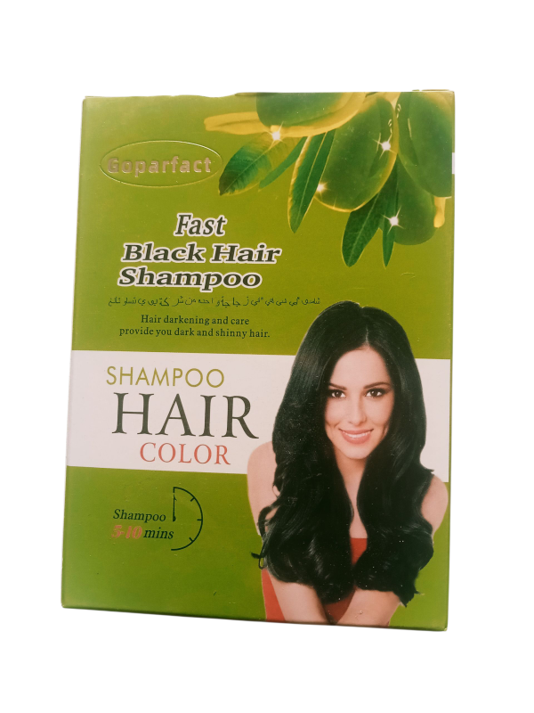 Goparfact Fast Black Hair Color Shampoo | Instant 10 Min Hair Dye | Dark & Shiny Hair Care –1 Pack, ا