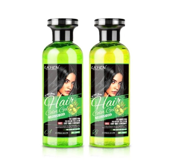 Lichen Hair Color Gel – Natural Black with Argan Oil | 500ml (2 × 250ml) - Image 2